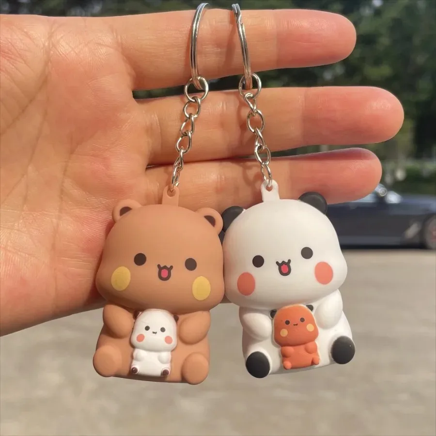 Image of Bubu Dudu 'Say I Love You' Sprachspielzeug Schlüsselanhänger Yier Panda Bär Leuchtende Anime-Figuren Handyschmuck Taschendekoration Paar-Geschenke