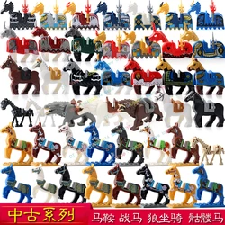 Military Cavalry Mounts Ancient War Horse Saddle Skeleton Horses Wolf Mount Animal Building Blocks Bricks Educational Toys Gifts