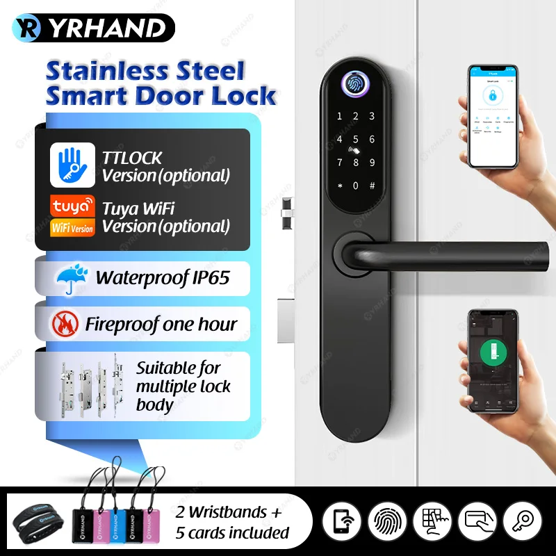 

Tuya Wifi or Ttlock App Control Cerradura inteligente Fireproof and Waterpoof Fingerprint Smart Door Lock for Home
