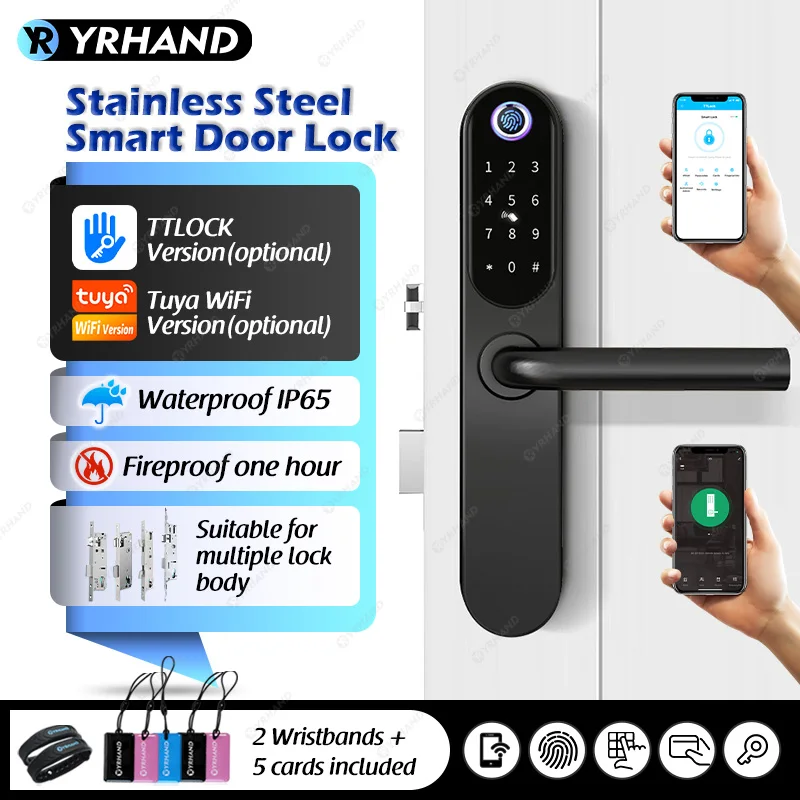 Tuya Wifi or Ttlock App Control Cerradura inteligente Fireproof and Waterpoof Fingerprint Smart Door Lock for Home