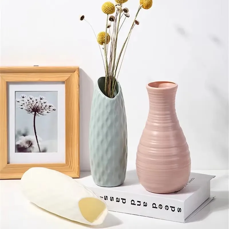 Nordic Style Plastic Vase Simple Small Flower Pot Plants Basket Living Room Modern Home Decorations Dining Table Bedroom