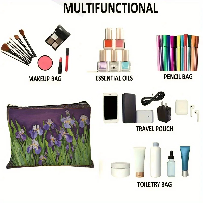 A Daisy Flower Print Makeup Bag - Multi-functional Large Capacity Portable Makeup Bag, Perfect Travel Zipper Small Storage Bag 6
