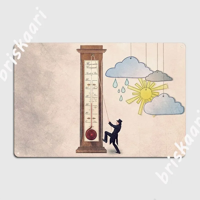 Thermometer Photo Poster Metal Plaque Designing Club Plaques Living Room Tin Sign Poster