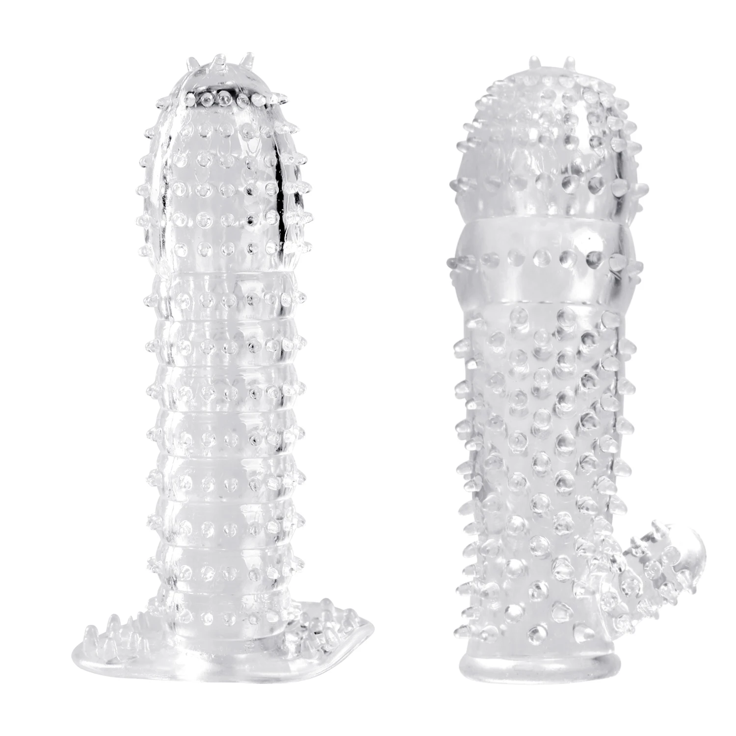 2 uds puntos cubierta completa duradera funda para pene CLIT anillo vibrador erección juguetes sexuales para hombre mejora de retardo espinas condones reutilizables