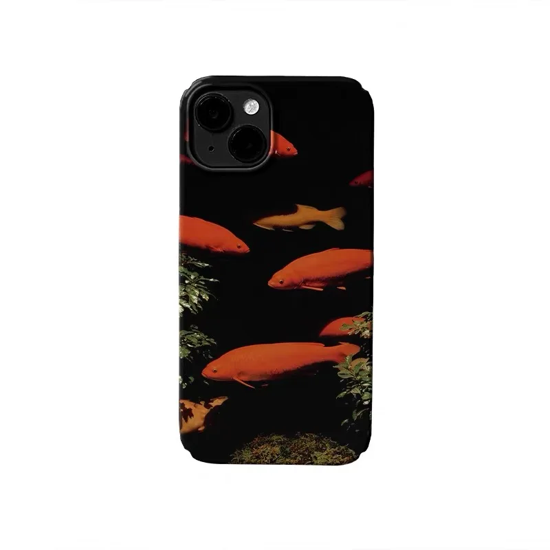 

Red Fish with Black Background Phone Case for IPHONE 17 Air 16E 15 PROMAX 14 Plus 13 12 MINI 11PRO 16Plus XR Acrylic Phone Cover