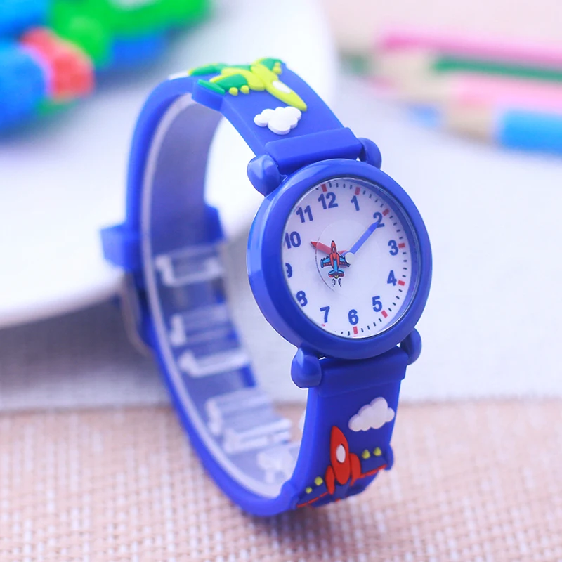 New Sales Boys Girls 3D Plane Strap And Plane Hands Cool Waterproof Electric Children Watches For Kids Birthday Gifts Clock