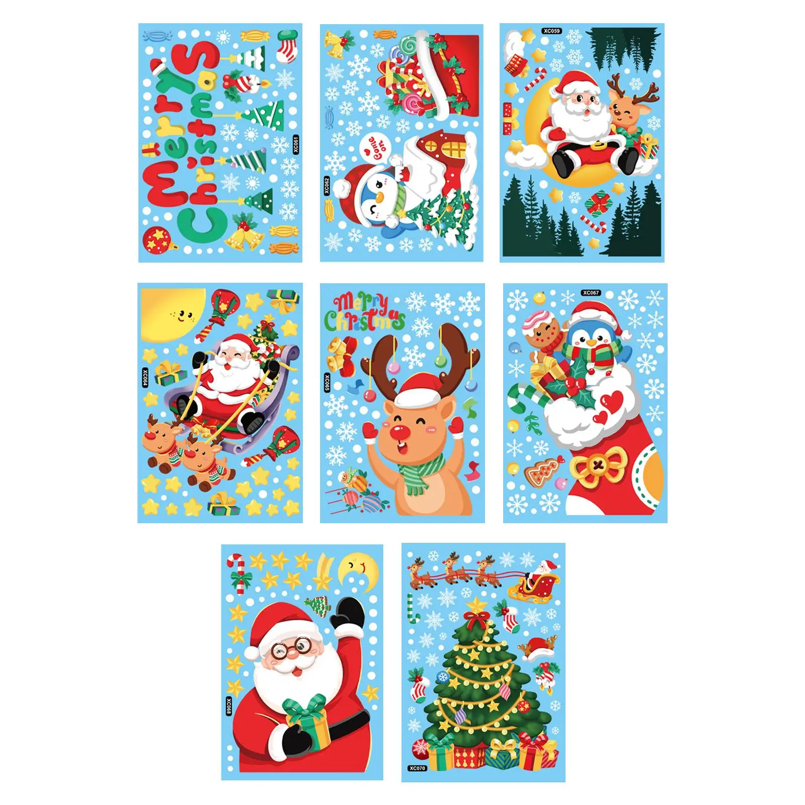Snowflake Wall Stickers Christmas Window Decals PVC Static Cling for Glass Door Home Decor Easy Install Holiday Party Elk Theme