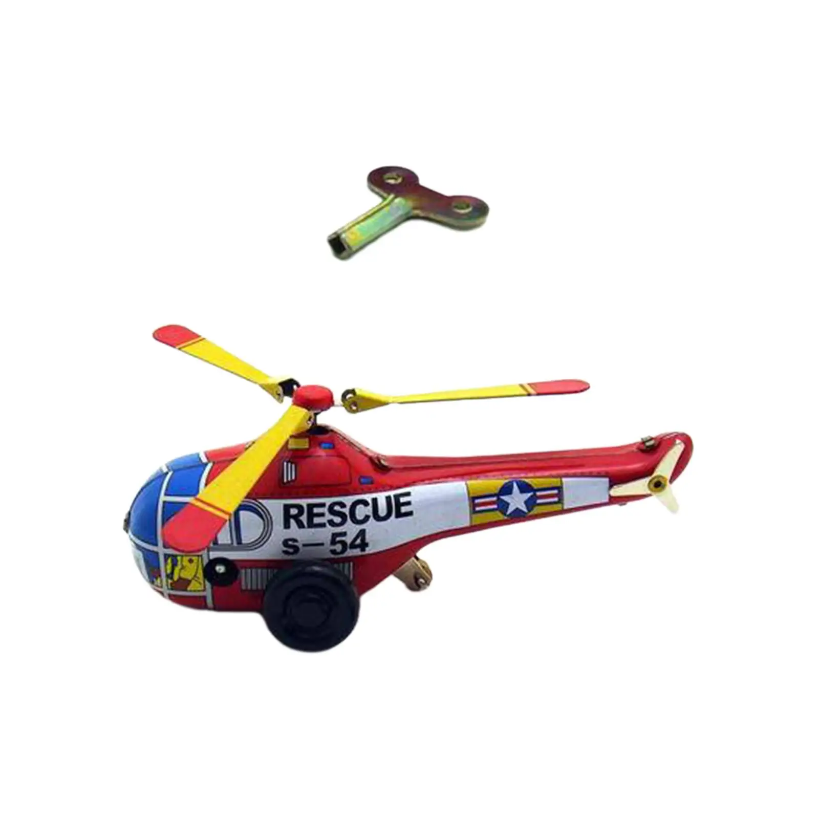 Tinplate Wind up Helicopter Tin Figurine Toy for Birthday Gift Ornaments