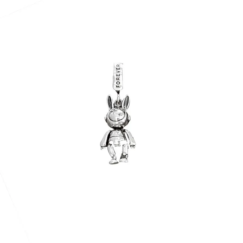 Space Rabbit Necklace Pendant s925 Sterling Silver Solid Men and Women Hip-hop Simple Small Sweater Chain DIY Pendant