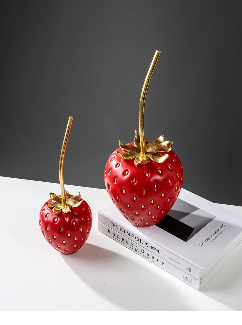 果物のオブジェ(苺) 家の装飾のためのストロベリーフルーツディスプレイ,工芸品,金のイチゴ