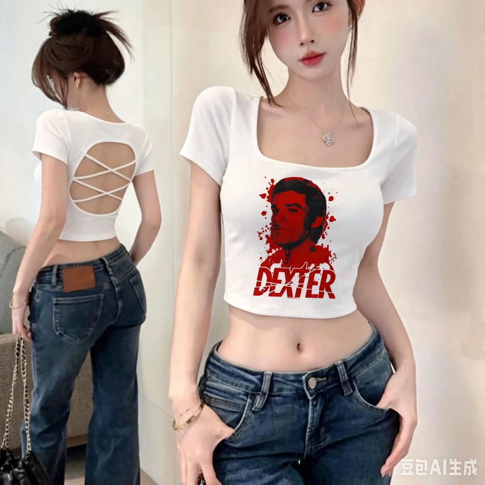Vintage Fashion For Sale - 덱스터 모건 크롭탑 여성용 그래픽 일본