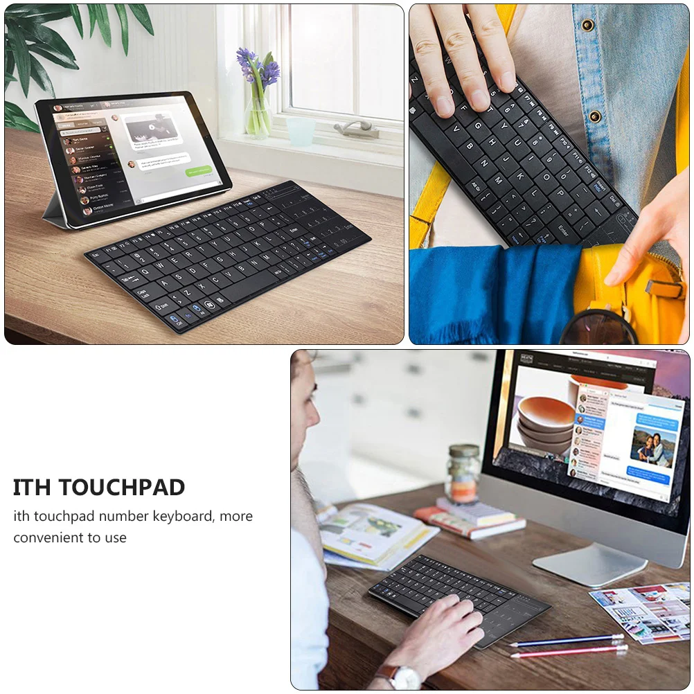 

Wireless Ultrathin Portable Keyboard Touchpad Number Keypad Wireless Computer Keyboard for Work Office Game Playing Laptop