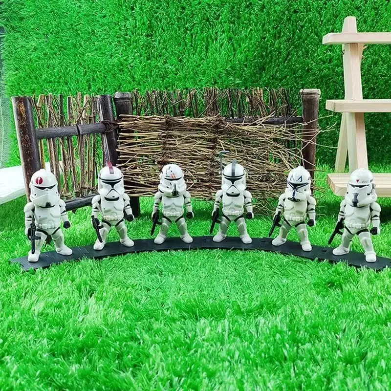 Star Wars 6 White Soldier Figure Toy Stormtrooper Ornament Model Doll Car Ornament Complete Collection Decorative Gift