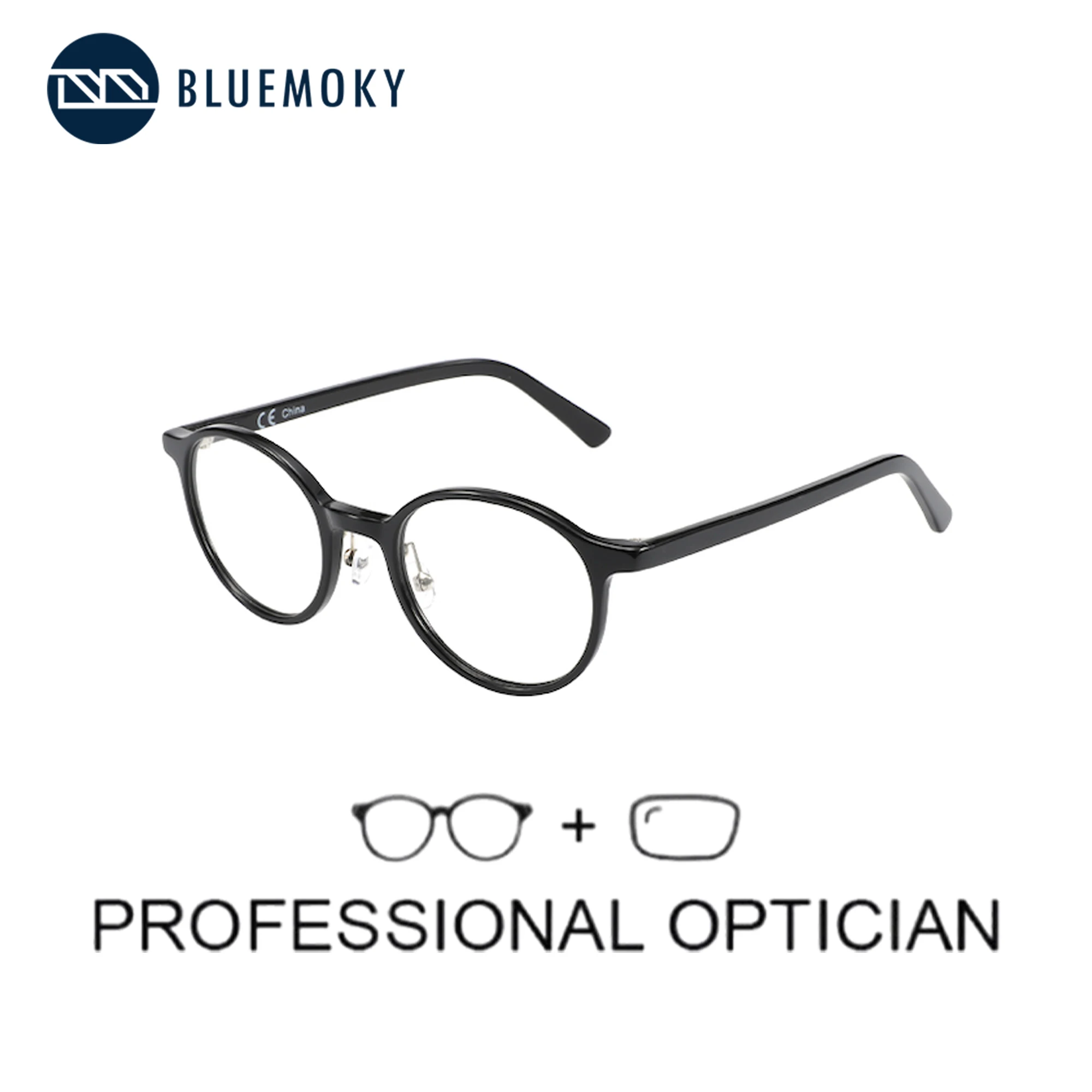 

BLUEMOKY Acetate Prescription Glasses Women Round Progressive Full Rim Eyeglasses Myopia Hyperopia Anti-Blu-ray