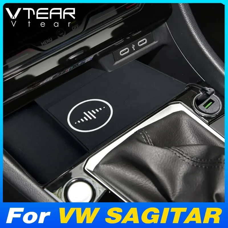 Car Wireless Charger Non-Slip Mat 15W Fast Cell Phone Charging Plate Adapter Interior Accessories For Volkswagen VW Sagitar 2024