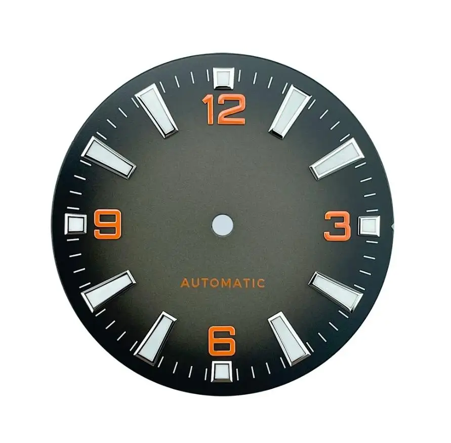 NEW 33mm Nologo Black/Orange Sterile Watch Dial for nh38 nh35 Movement Planet Ocean Style Mens Watch BGW9 Lume