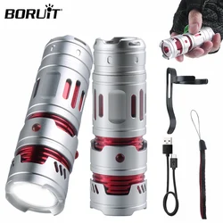 BORUIT Portable Creative LED Flashlight Type-C Rechargeable Decompression Rotatable Gyro EDC Camping Fishing Outdoor Work lamp