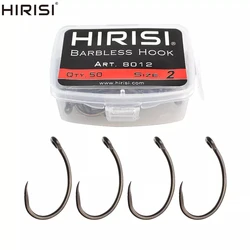 Hirisi 50pcs  Coating High Carbon Stainless Steel Barbless Hooks 8012 Fishing Hook Fishing Tool Accessories