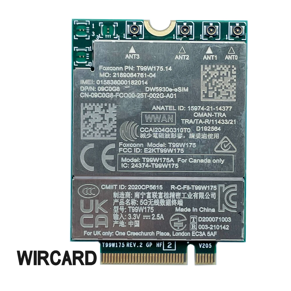 T99W175 DW5930e-eSIM X55 5G Module DP/N 09C0G8 1Gbps Cat 16 For Dell Laptop Latitude 5430 7330 7430 7760 9420 9520