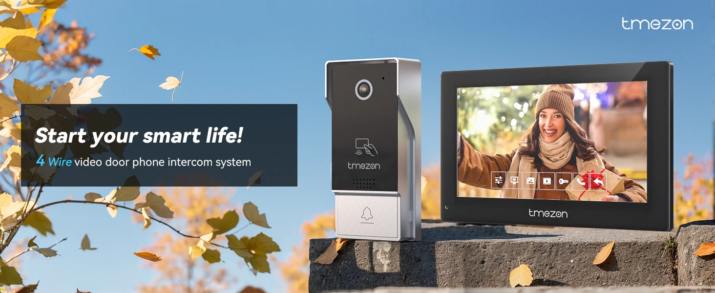TMEZON Digitales Video-Gegensprechsystem für Zuhause, 7-Zoll-WLAN-Monitor, 1080P-Türsprechkamera, Video-Türklingel, Karte, Tuya-Entsperrung – Detail 1