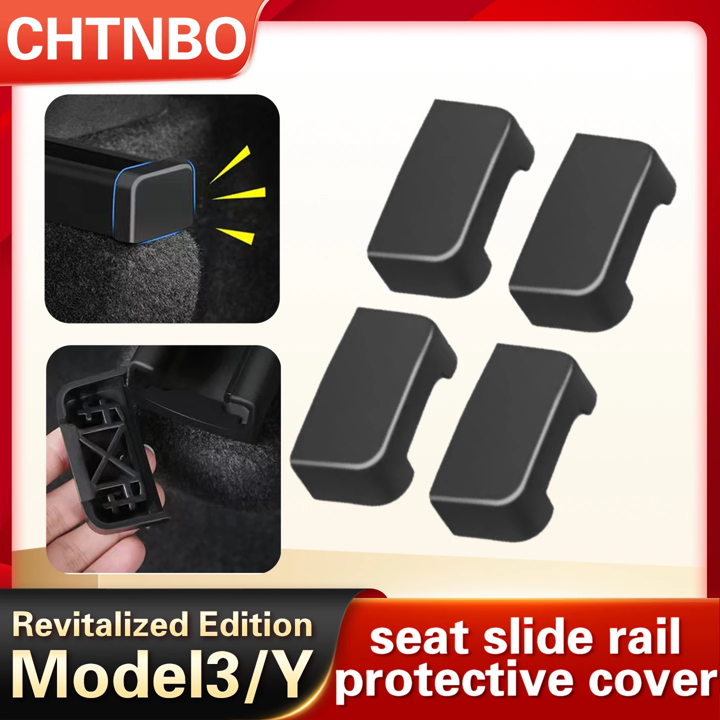 ISGTDRM 4pcs Seat Rail Cover Protector For Tesla Model 3 Y Juniper Accessories 2026 -2021 Rear End Pieces Backseat Slide