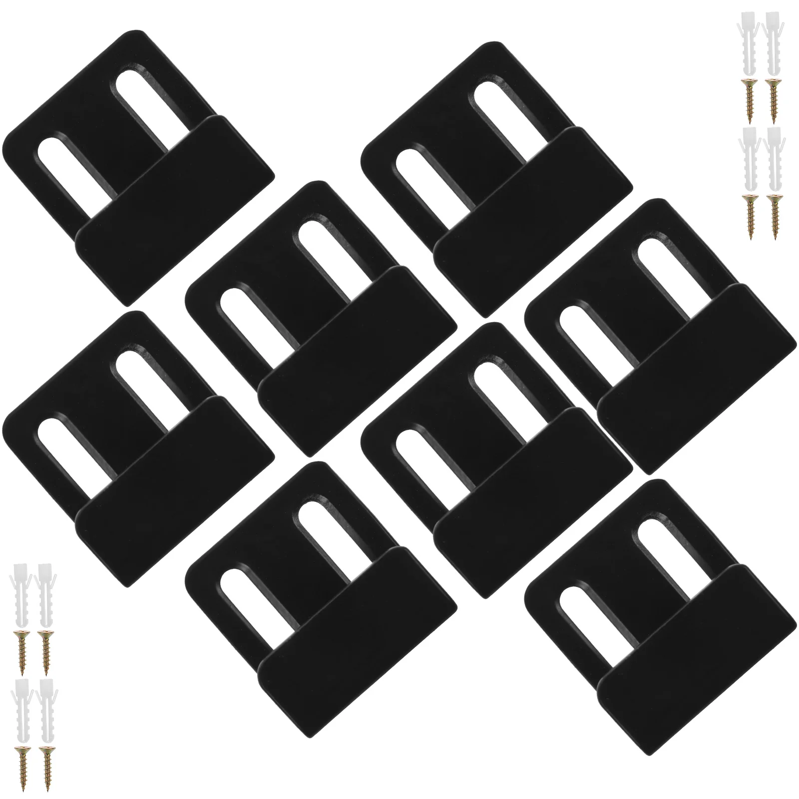 

8 Sets Hangers Stainless Steel Adjustable Black Wall Brackets for Mirror Hanging Hardware Tiles Screws Anchors Mirror Holders