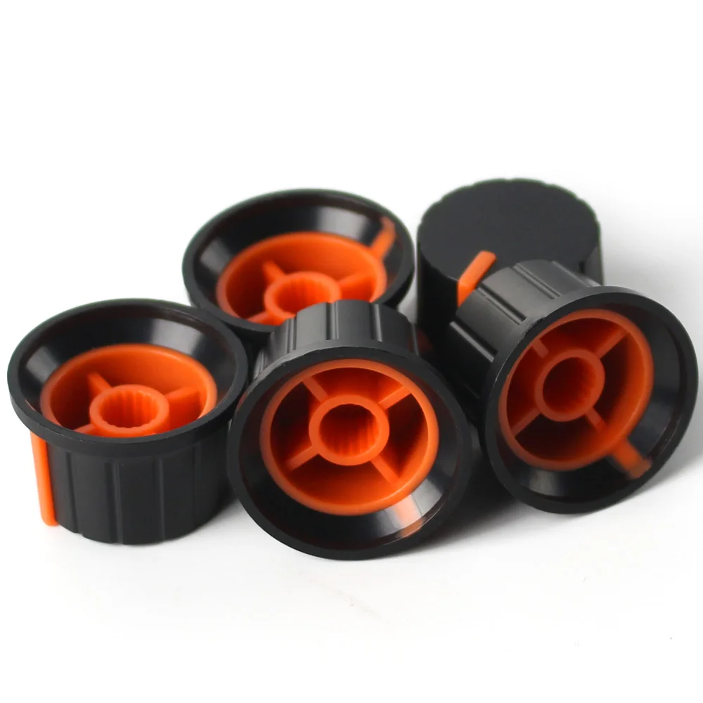 5 шт. 24*15 мм, ручка потенциометра, крышка, Цветочная ось, стандартная оранжевая для энкодера