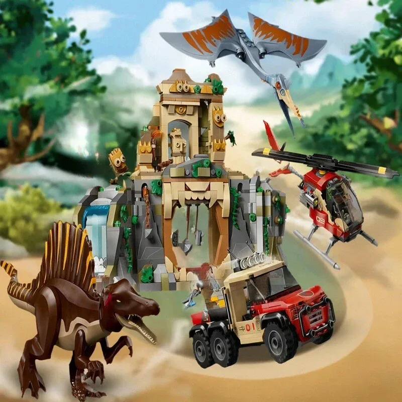 Blocchi di costruzione 984 pezzi Serie creativa Spinosaurus e Pterosaur Flying Boy Block Toy Decorazione regalo di compleanno per bambini 76976