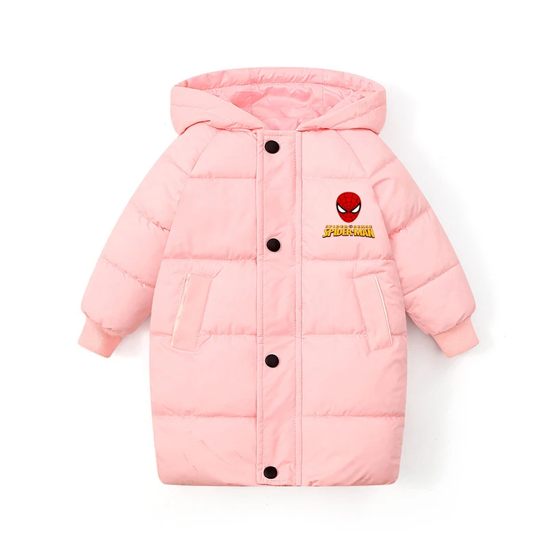 سترة شتوية للفتيات المراهقات من Marvel Spiderman، مقاس نحيف، لون سادة، معطف دافئ بغطاء للرأس للأطفال #4