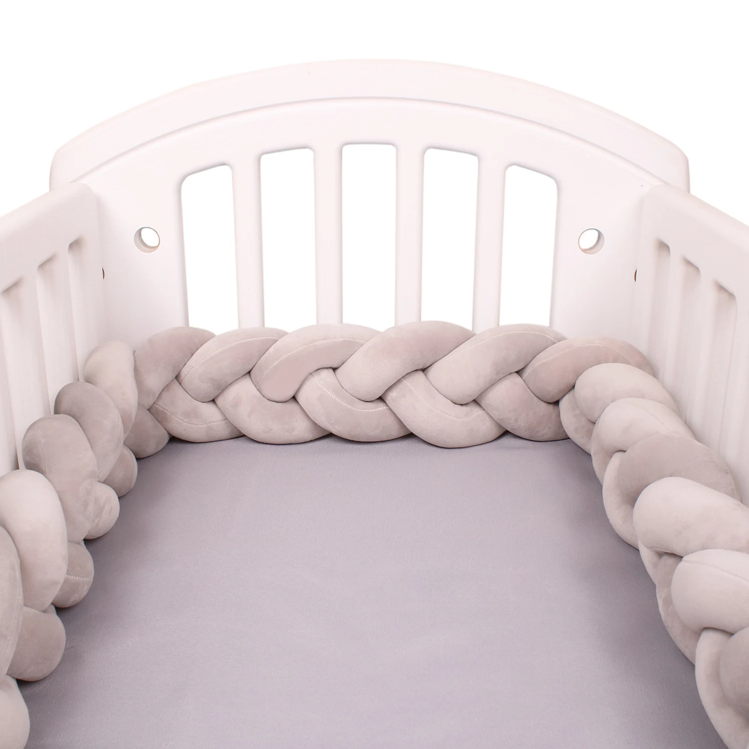 1M/2M/3M/4M Knoten Geflecht Baby Bett Stoßstange Infant Wiege Schutz plüsch Kissen Kissen Krippe Anti-kollision Zimmer Dekor – Detail 14