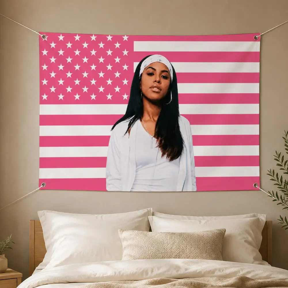 Singer A-Aaliyah Flags Decorative Flag Banner for Garden Yard Porch Patio Lawn Outdoor Home Party Wall Hanging Decor