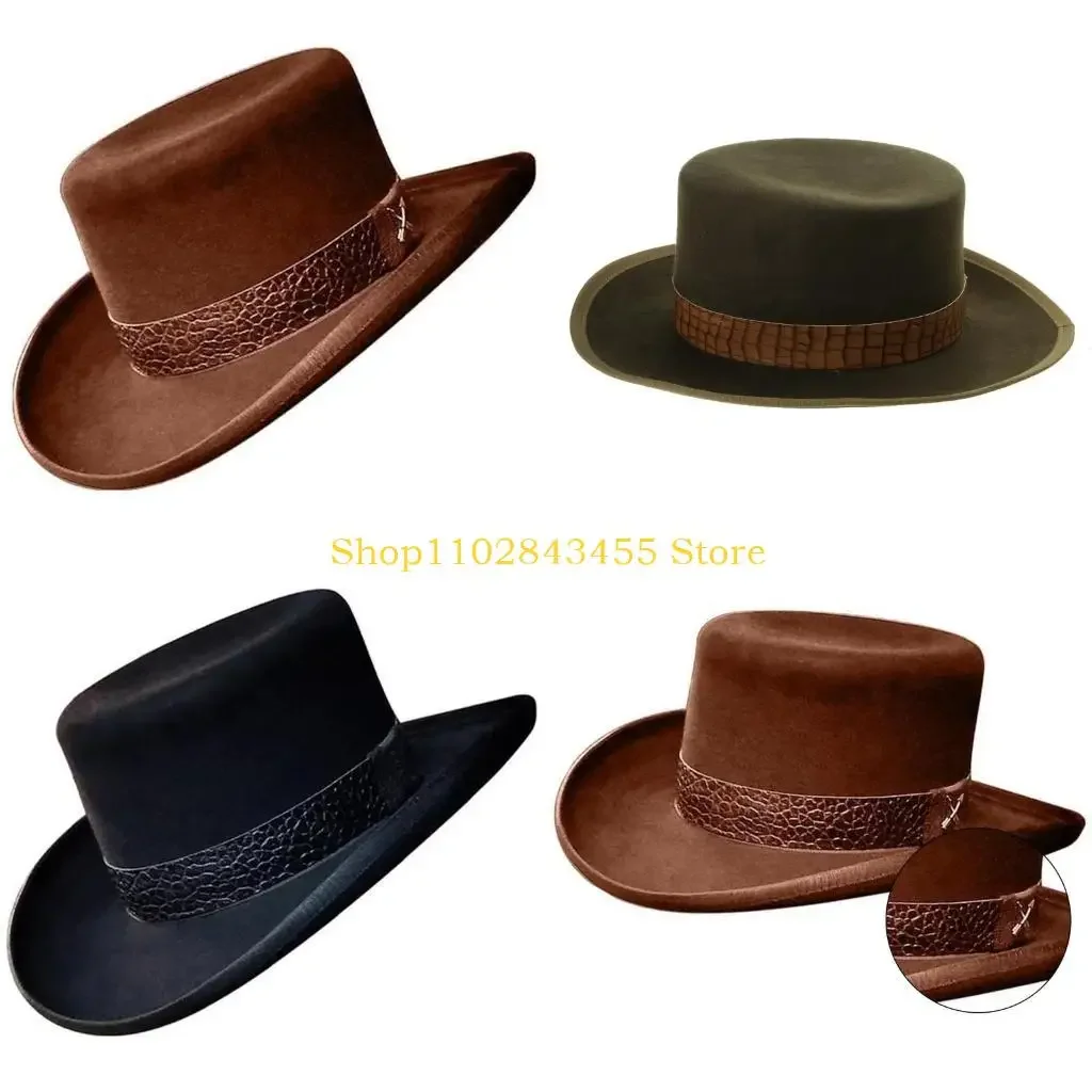 49mc-vintage-fedora-hat-wool-short-brim-western-cowboy-hat-versatile-top-hat-for-dinner-outdoor-casual-wear