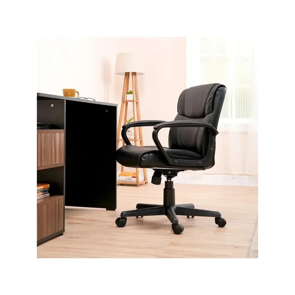 Basics Padded Office Desk Chair with Armrests, Adjustable Height/Tilt, 360-Degree Swivel, 275 Pound Capacity, 24 x 24.2 x 34.8