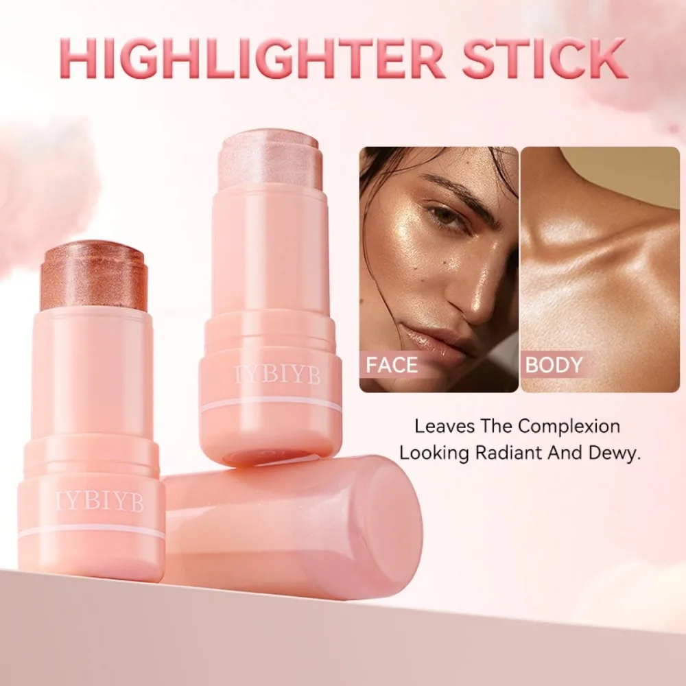 3-kleuren make-up Blush Stick Multi-use verhelderende Shimmer Blusher Stick Glitter-effect Markerende wangmake-up