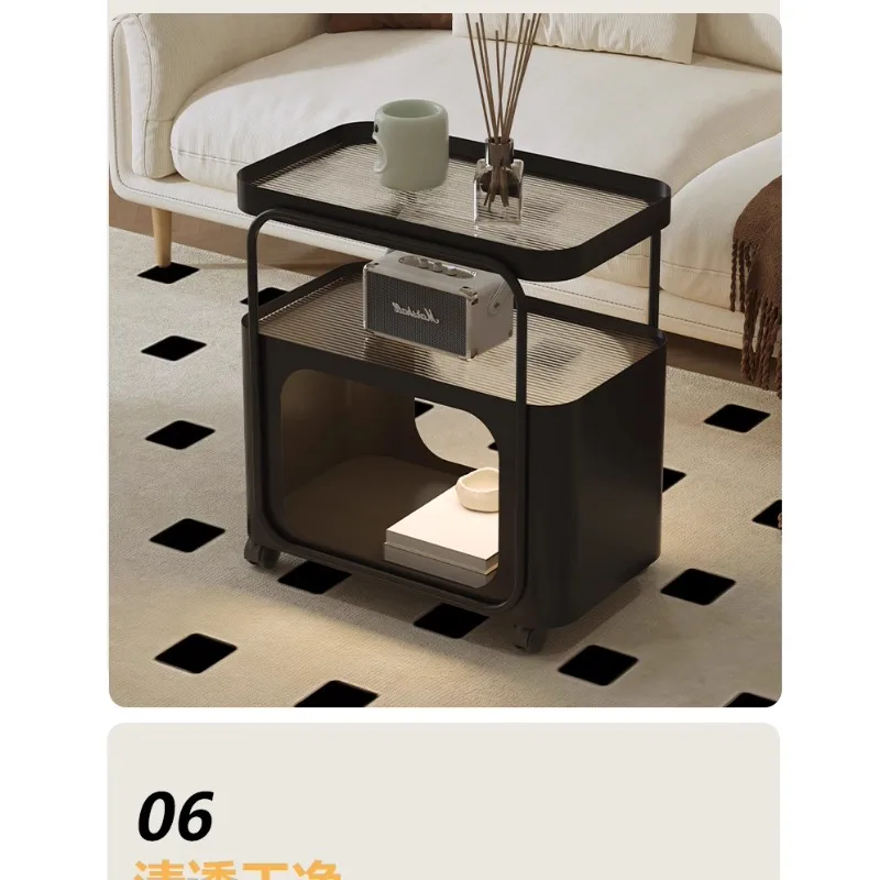 

Cream wind sofa side table living room simple modern creative small coffee table movable side cabinet trolley rack
