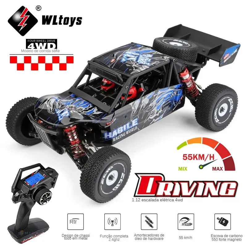 WLtoys 124018 1:12 4WD 55Km/H RC Racing Car Remote Control High Speed Off-Road Drift Shock Absorption Adults Student Boys Toys K