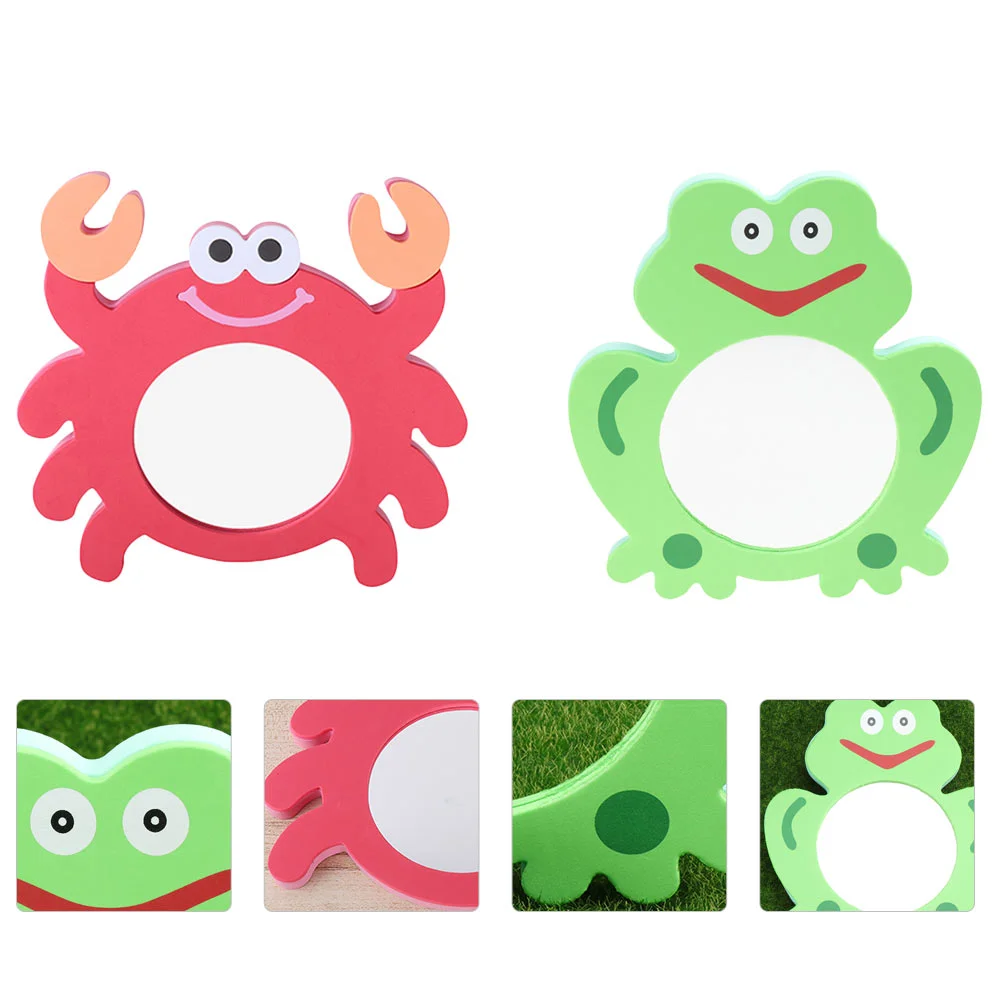 

2 Pcs Eva Cartoon Mirror Shower Toys for Toddlers 1-3 Bath Educational Baby Tub Kids Bathing Bathtub Game Frog