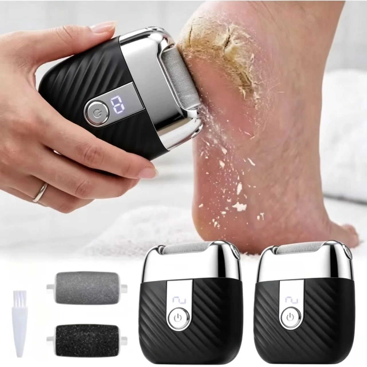 Electric Heel Callus Remover Rechargeable – Wireless Foot Scrubber for Dry Skin Removal, for Men & Women Use