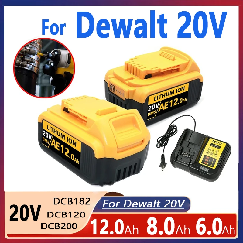 

8000mAh For Dewalt DCB200 Replacement Battery Compatible For Dewalt 18V 20V Tools DCB120 DCB182 DCB200 DCB609 Battery