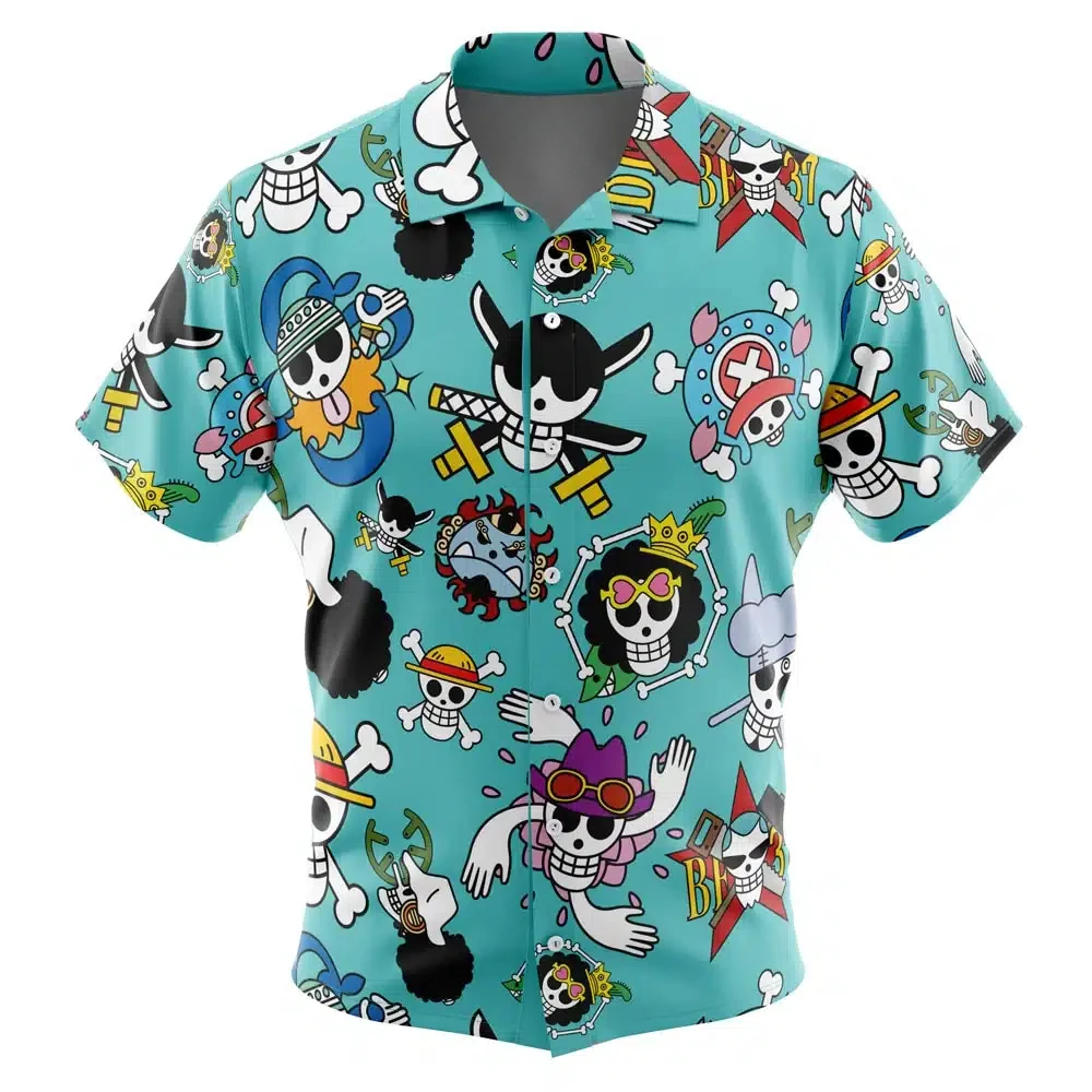 StrawhatsJolly Roger One Piece ButtonUp Hawaiian ShirtFashion Trend Breathable Loose Versatile Casual Sports Summer Men