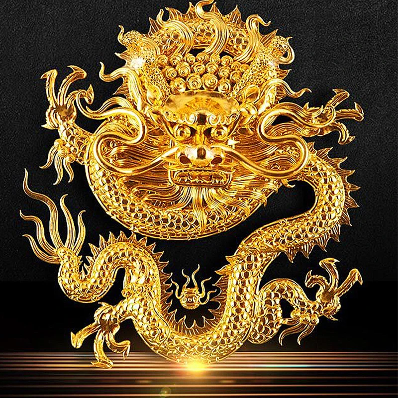 FNGEEN 최고 럭셔리 패션 남성용 시계 쿼츠 드래곤 패턴 빛나는 골드 컬러 스테인레스 스틸 밴드 클래식 남성용 시계