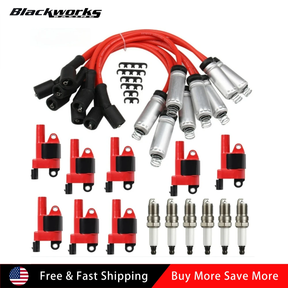 

UF414 12573190 GN10165 D514A 1788407 6737104 8Pack Ignition Coil and Spark Plug+ Wire for GMC Chevy Silverado 1500 Tahoe 5.3L