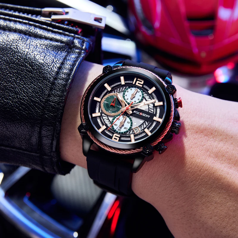 

AOCASDIY Brand's New Multi-Functional Casual And Trendy ChronoGraph Quartz Water-Resistant Luminous Men's Watch