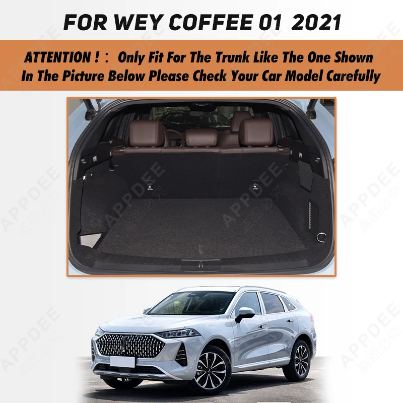 Auto Full Coverage Trunk Mat For WEY Coffee 01 2021 Leather Car Boot Cover Pad Cargo Liner Interior Protector Accessories