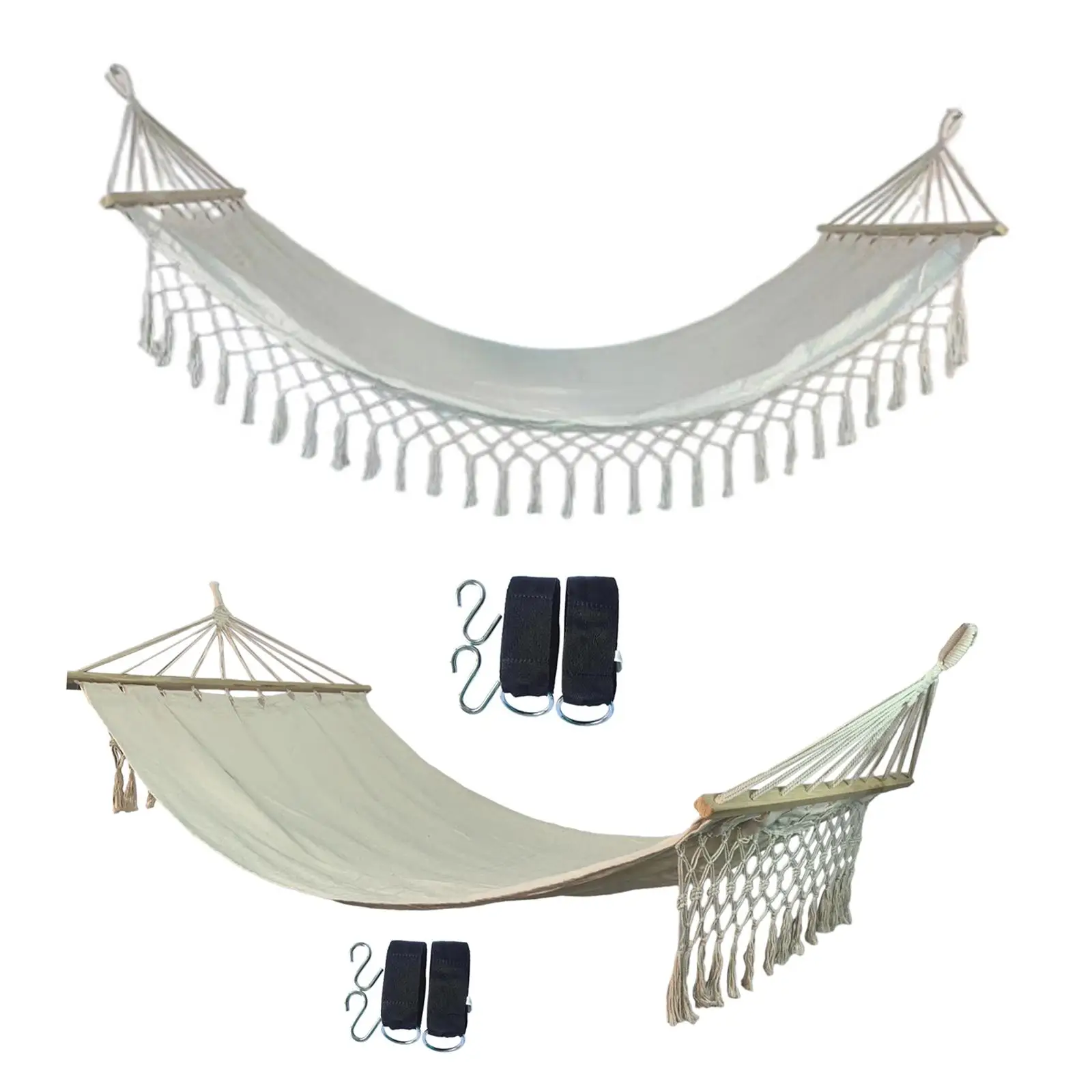 Portable Tree Hammock Boho Canvas Hammock for Travel Beach Backyard Lounging