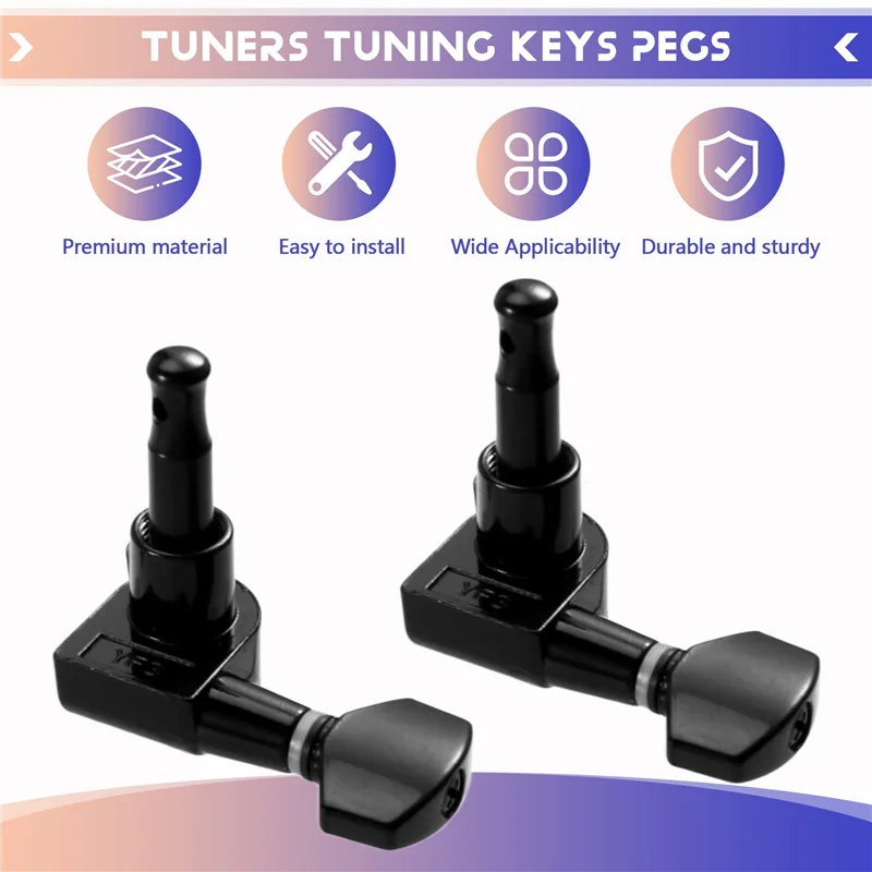 A99I-6 Inline Guitar 2 Pin Tuners Tuning Keys Pegs Dual Pin Tuning Machine Heads For Strat/Tele/Ibanez/Guitars