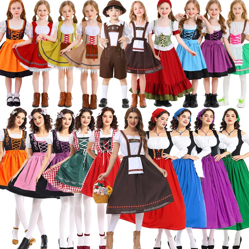 loween Adult Children's Beer Festival COS Clothes Ethnic Beer Performance Outfits Men's Women's Traditional Festival Costumes