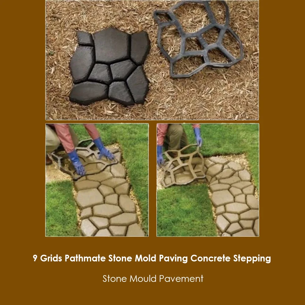 

9 Grid Garden Pavement Mold DIY Manually Paving Cement Mould PP Resin Material for Home Garden Yard Resuable Tool