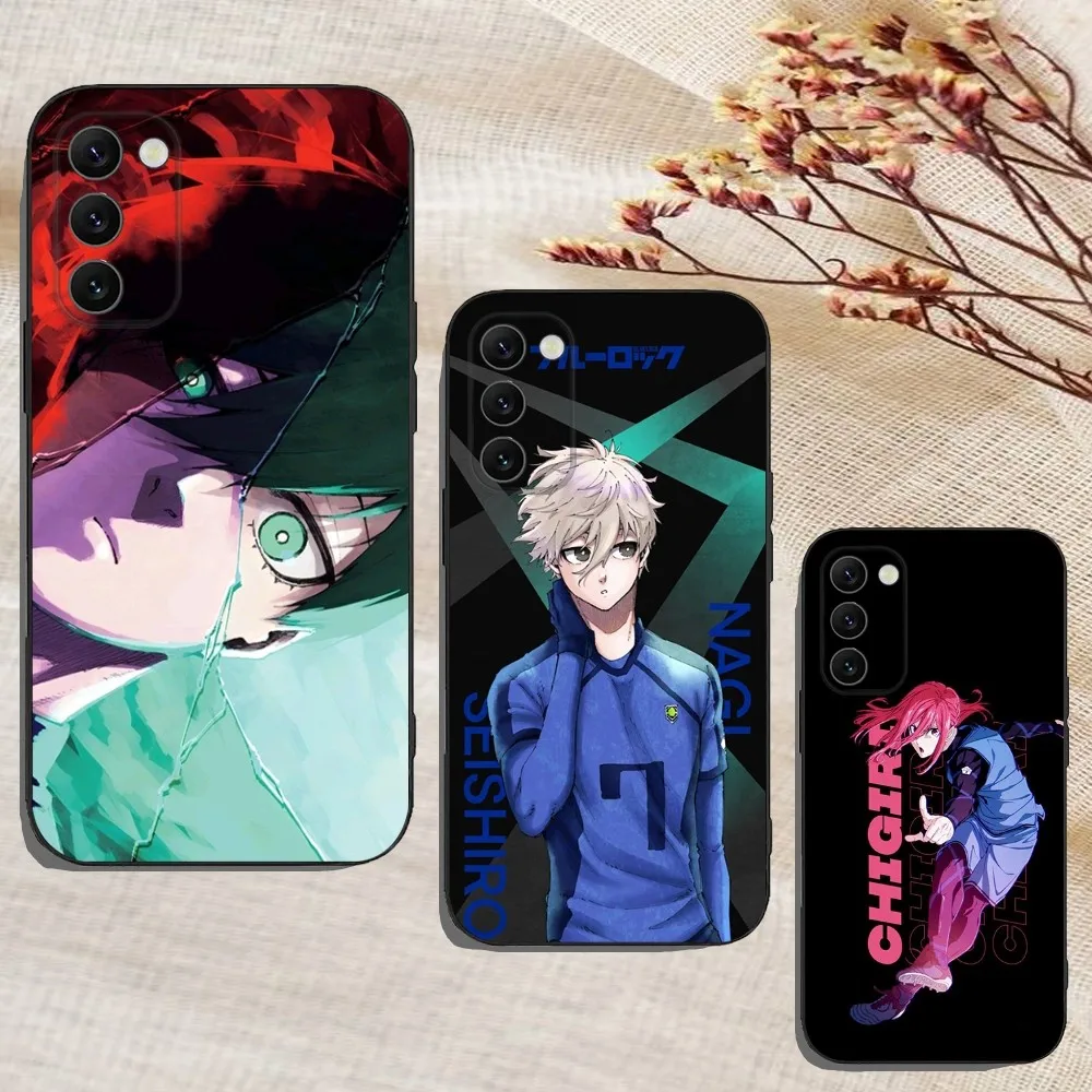 BLUE L-LOCK Anime Phone Case For Samsung Galaxy A13,A21s,A22,A31,A32,A52,A53,A71,A80,A91 Soft Black Cover