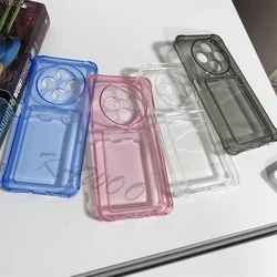 For Oppo Reno 12F F27 Case Transparent Card Slots Wallet Holder Slim Soft TPU Cover Cellur Phone Funda Capa Coque